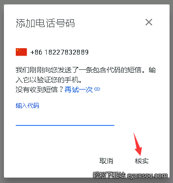 输入接收到的验证码